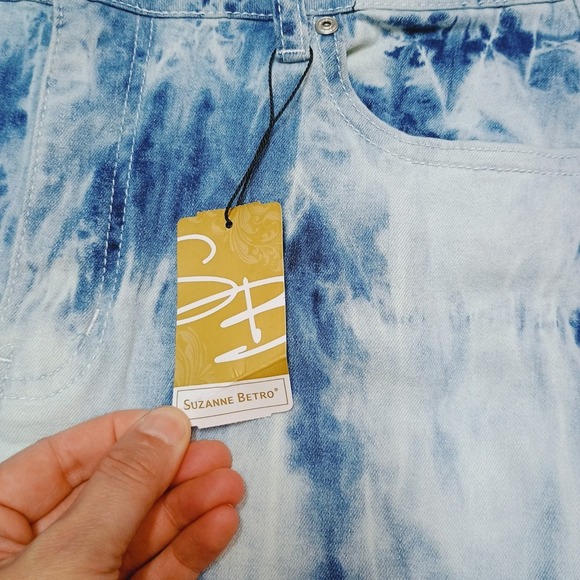 Suzanne Betro Denim Jeans Skirt Stretch Tye Dye Size 12 Nwt - Picture 2 of 8